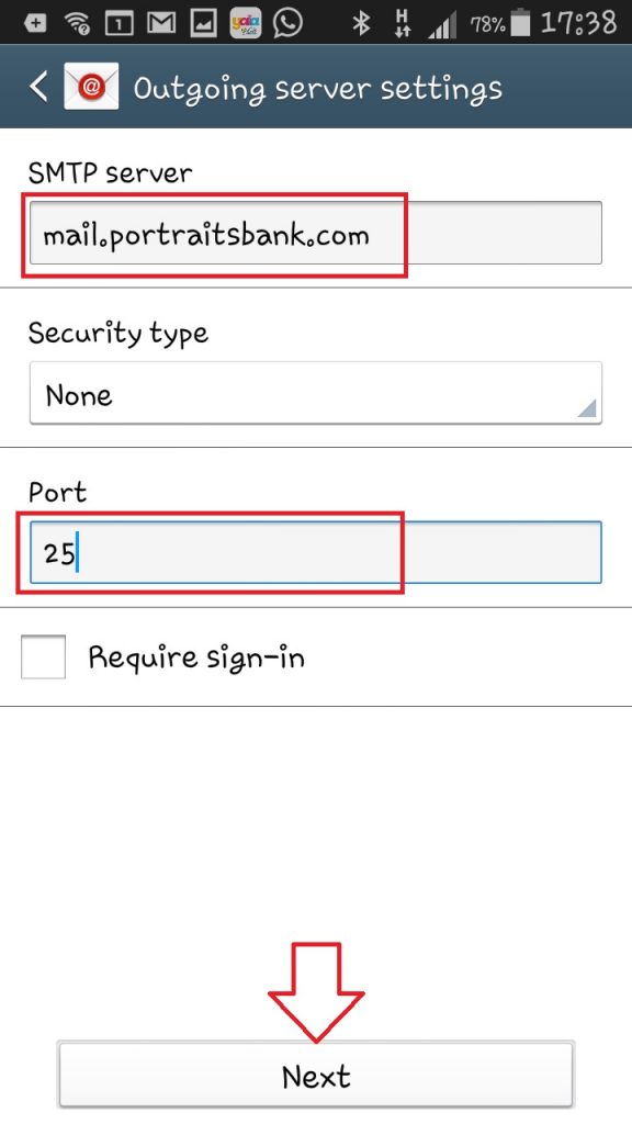 הגדרת תיבת POP3 במכשיר Android