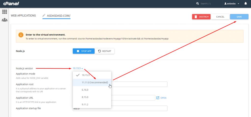 שינוי גירסת Node.JS