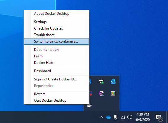 לפתוח קונטיינר לינוקס על Windows באמצעות Docker.