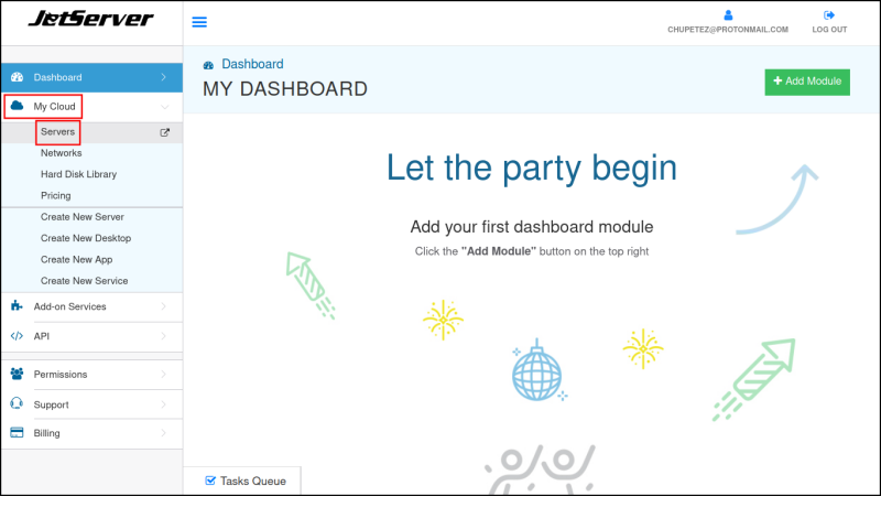 שרת וירטואלי - גישה ל-פאנל ניהול השרת - JetServer