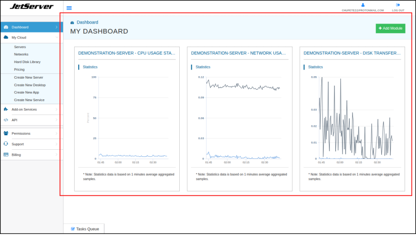 שלושה מחוונים שונים מופיעים ב-Dashboard.