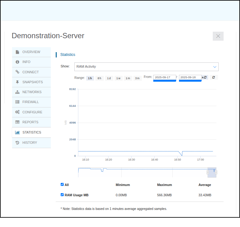 דו"חות שימוש ב-RAM של השרת.